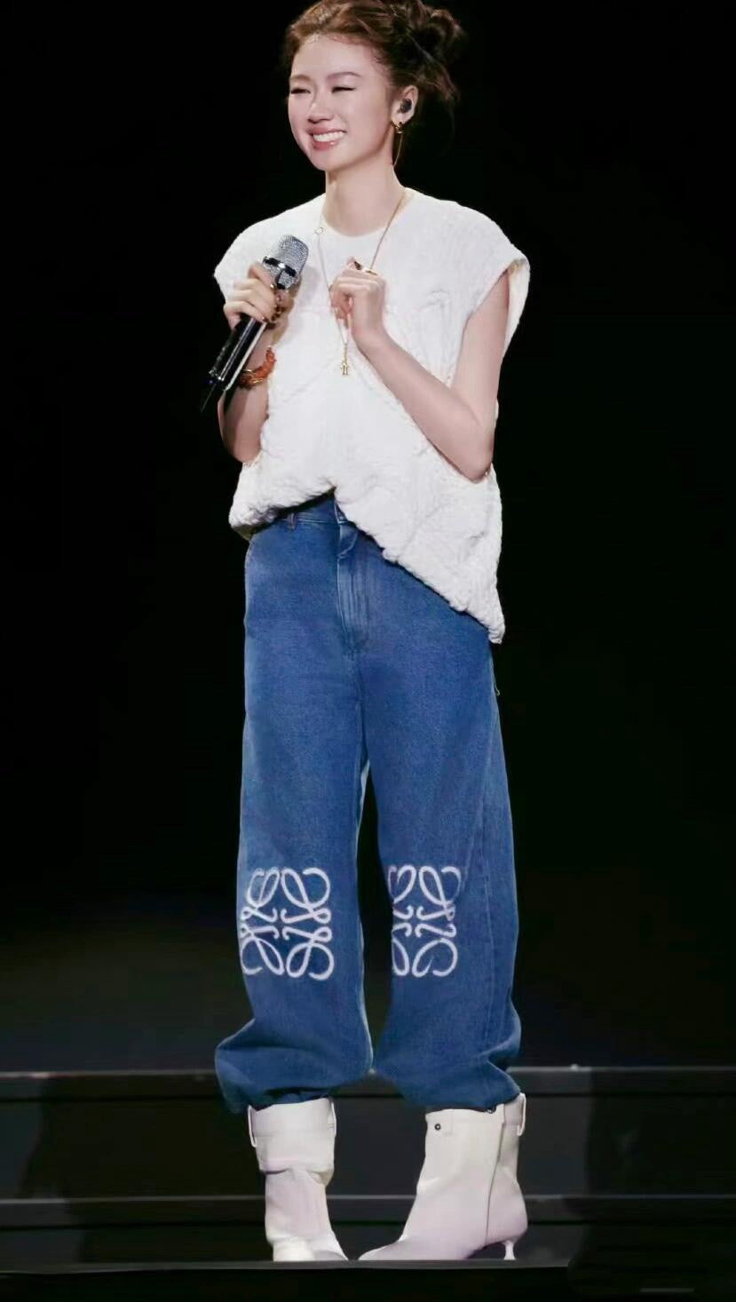사슬 / 로에베 남성 여성 와이드 데님 팬츠