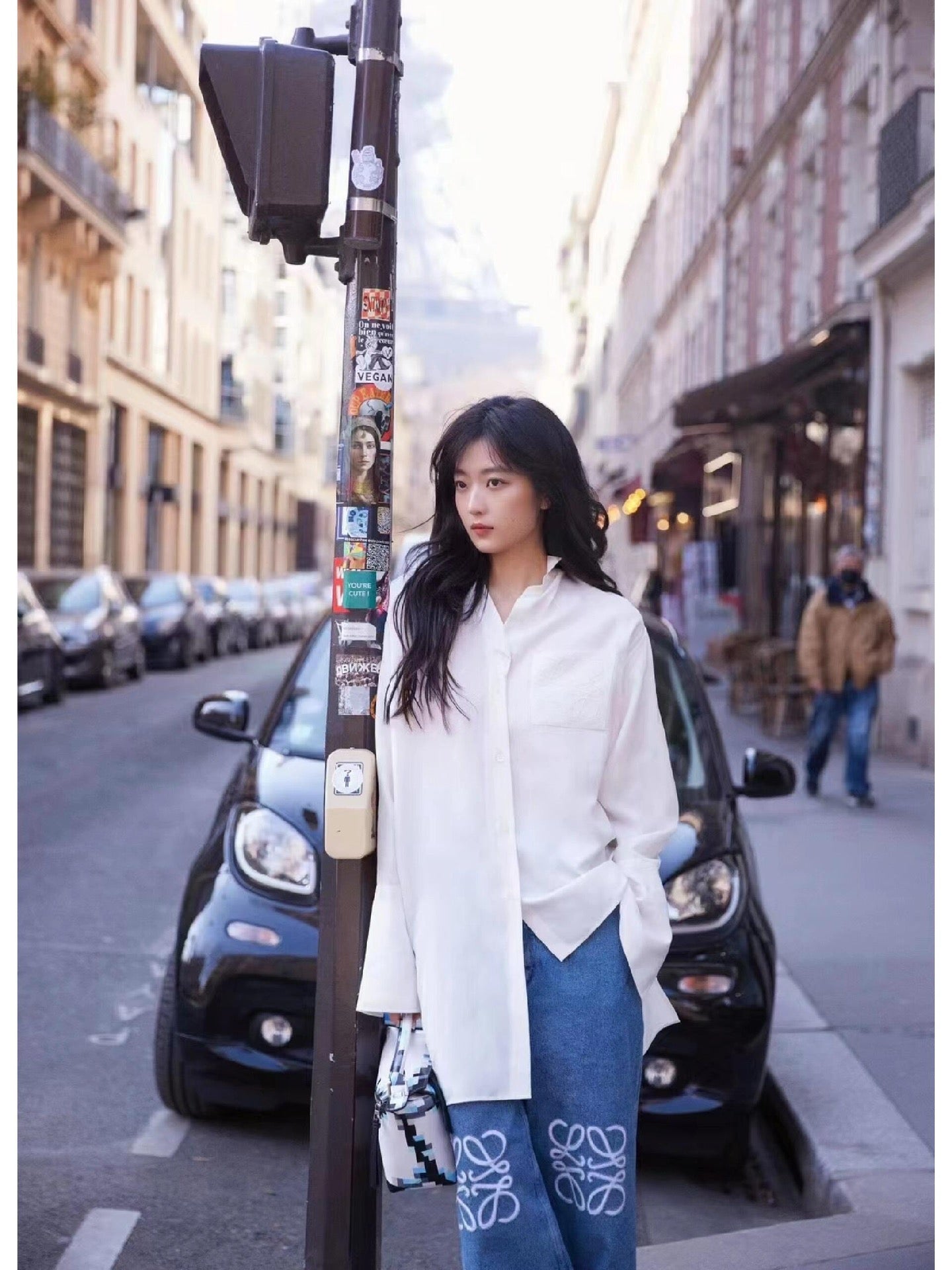 사슬 / 로에베 남성 여성 와이드 데님 팬츠