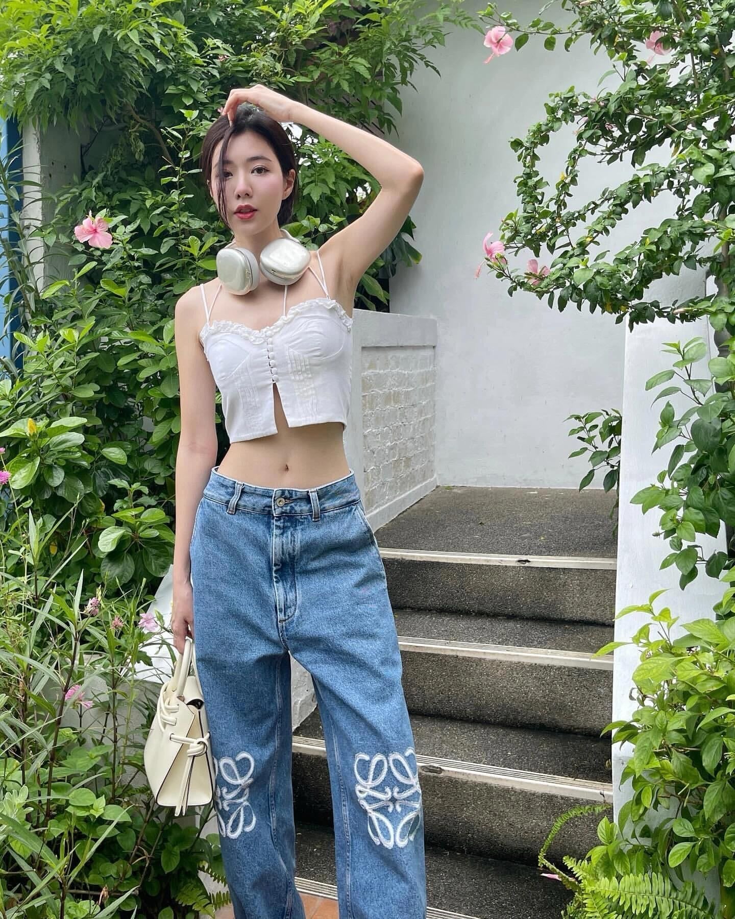 사슬 / 로에베 남성 여성 와이드 데님 팬츠
