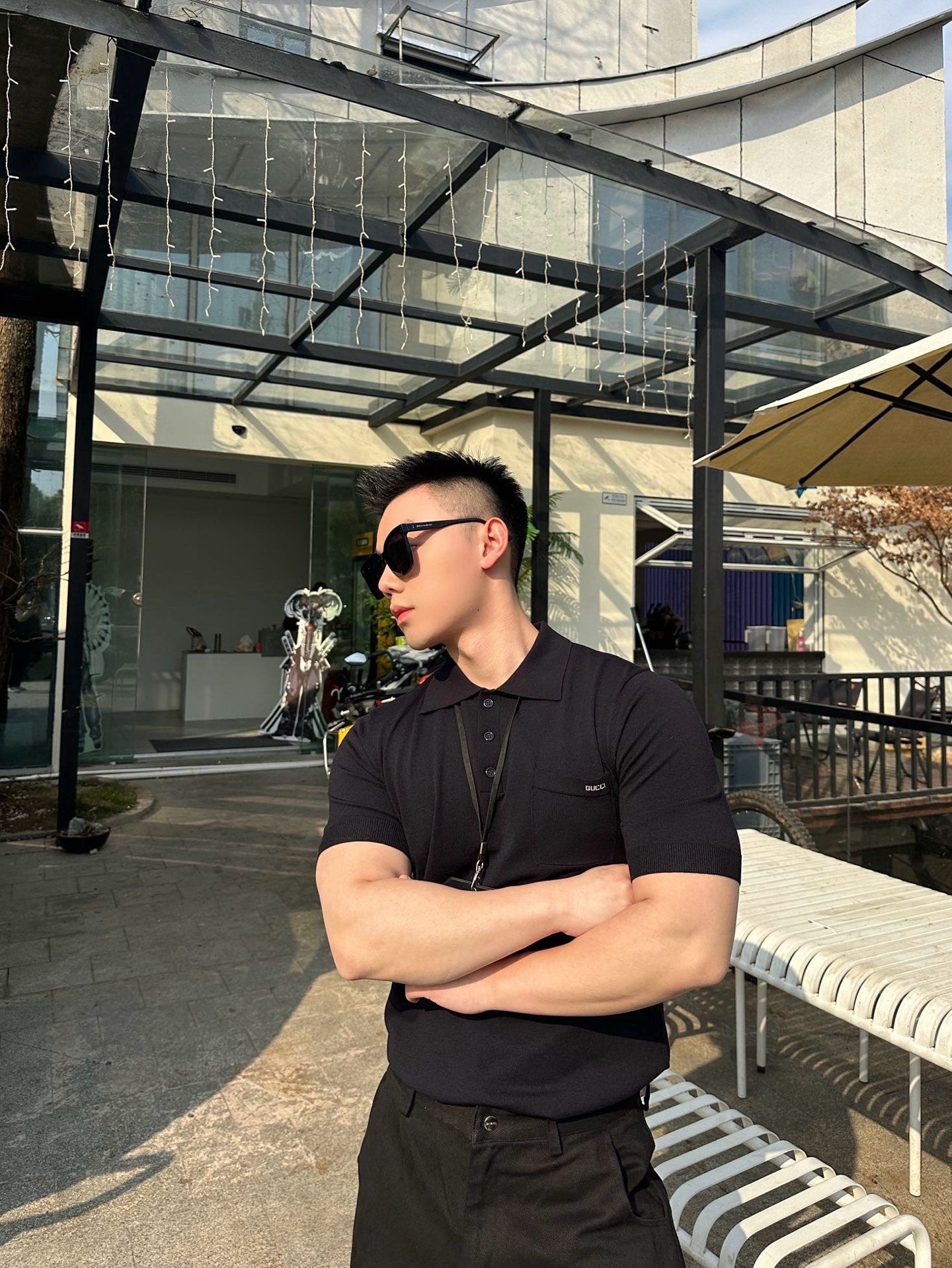 사슬 / 구찌 남성 폴로넥 반팔 셔츠