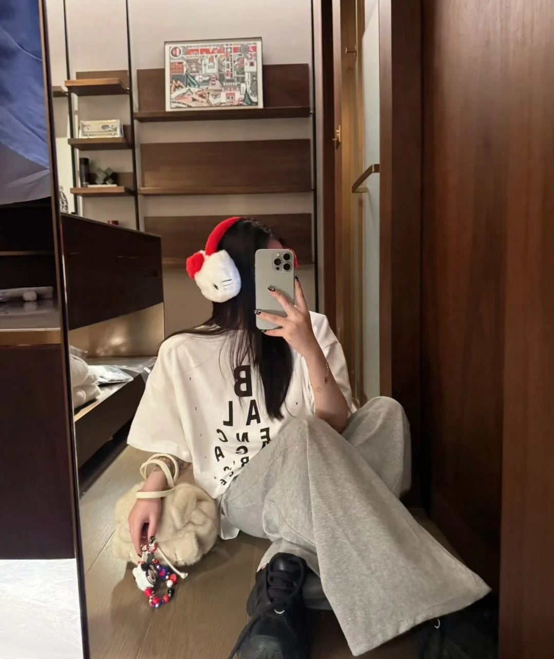 사슬 / 발렌시아가 남성 알파벳 프린트 라운드 와이드 반팔 티셔츠