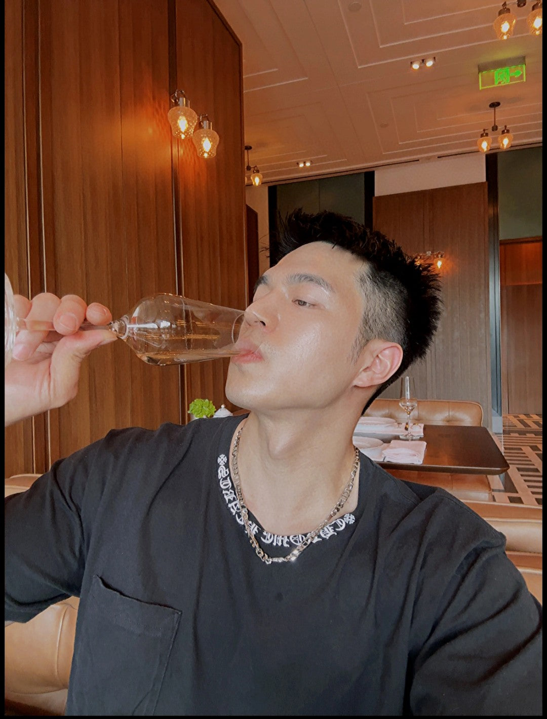 사슬 / 크롬하츠 남성 로고 프린트 라운드 티셔츠