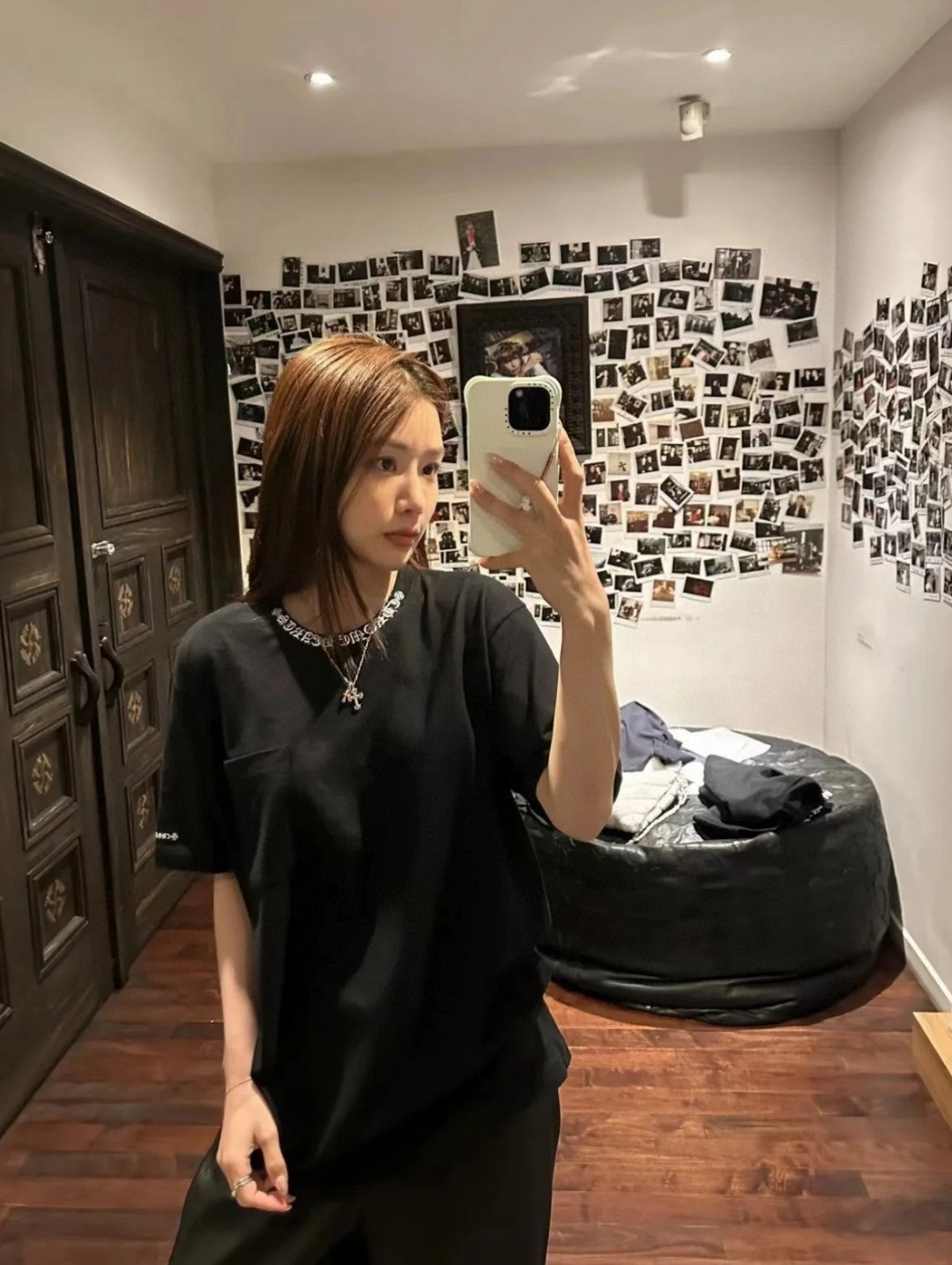 사슬 / 크롬하츠 남성 로고 프린트 라운드 티셔츠