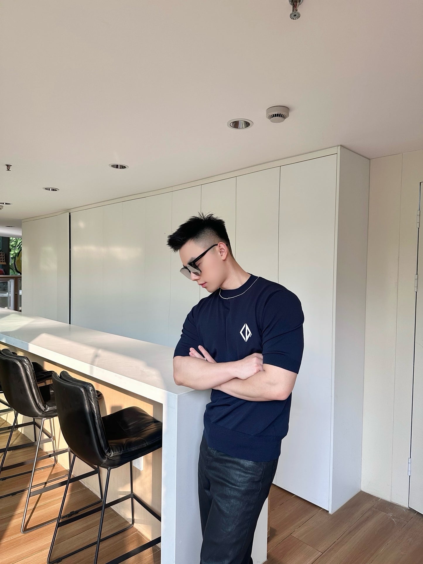 사슬 / 디올 남성 캐주얼 라운드 반팔 티셔츠