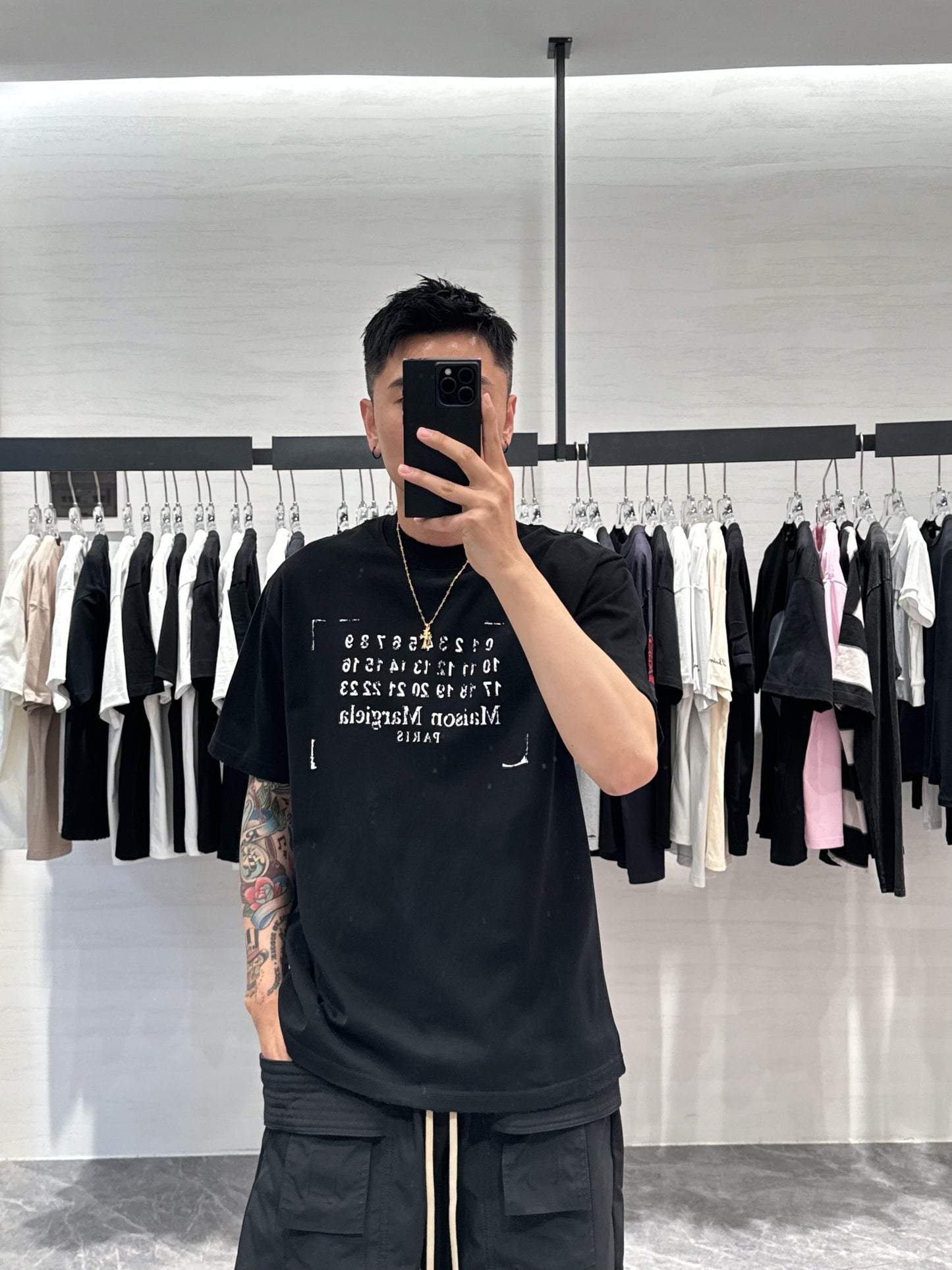 사슬 / 메종마르지엘라 남성 여성 반팔 라운드 티셔츠