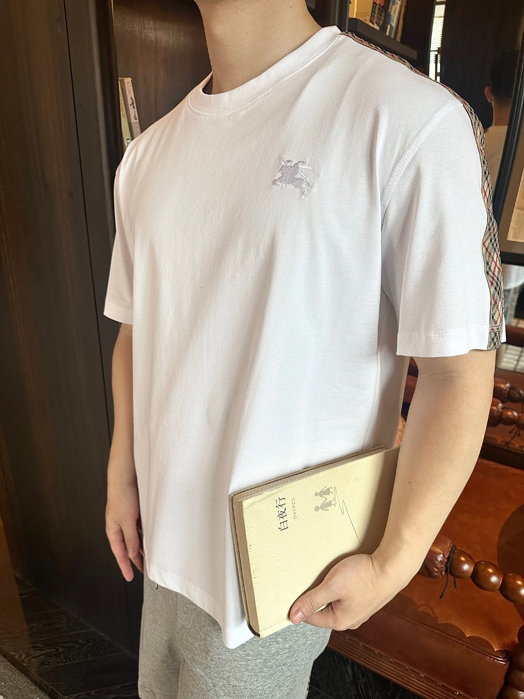 GTR / 버버리 남성 체크 패턴 반팔 티셔츠