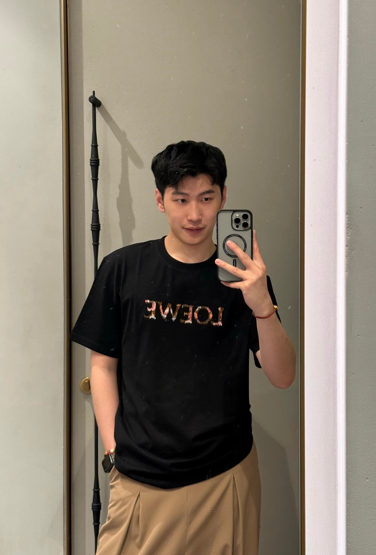 GTR / 로에베 남성 컬러 알파벳 자수 반팔 티셔츠