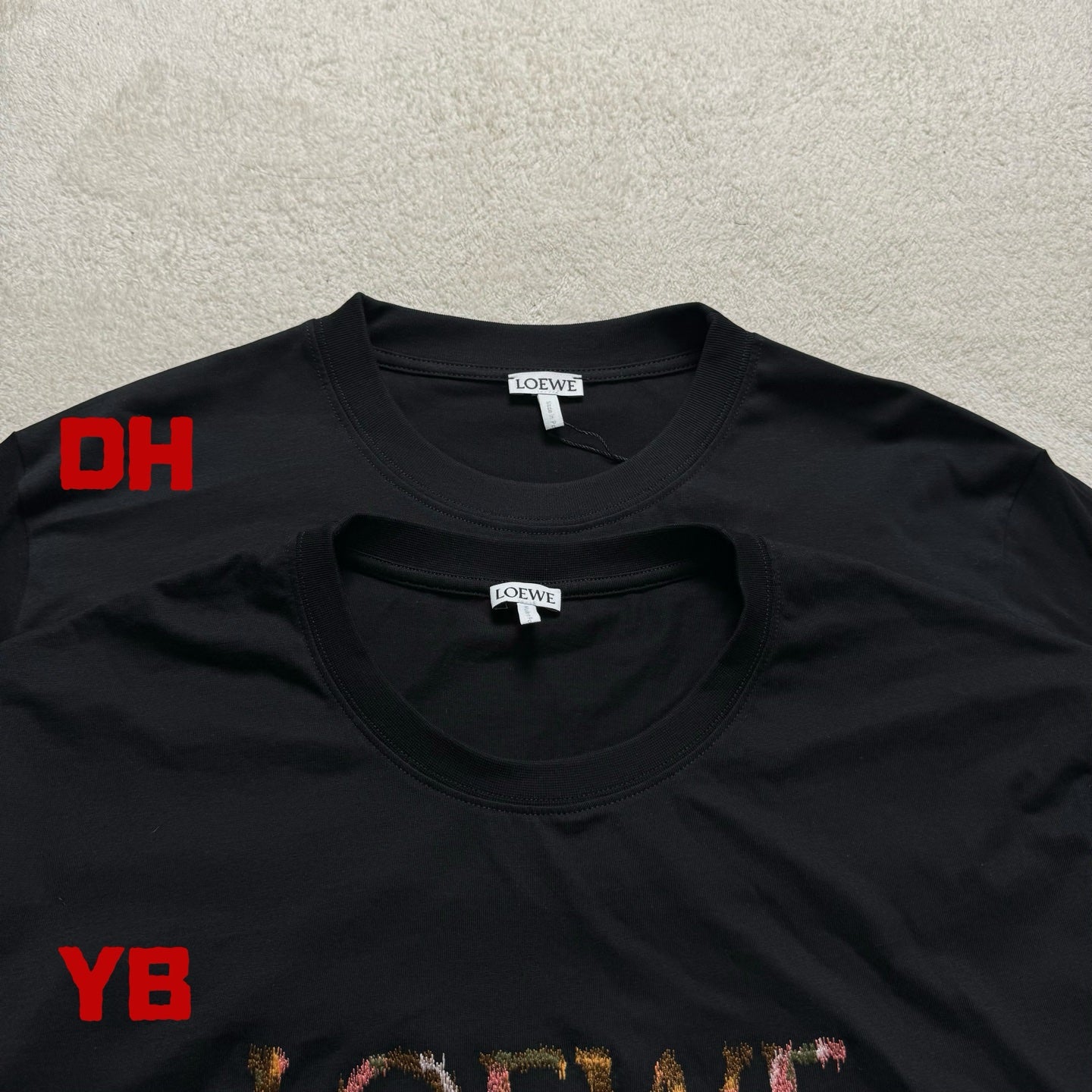 GTR / 로에베 남성 컬러 알파벳 자수 반팔 티셔츠