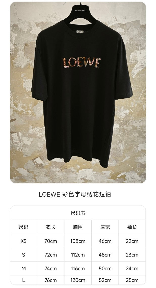 GTR / 로에베 남성 컬러 알파벳 자수 반팔 티셔츠