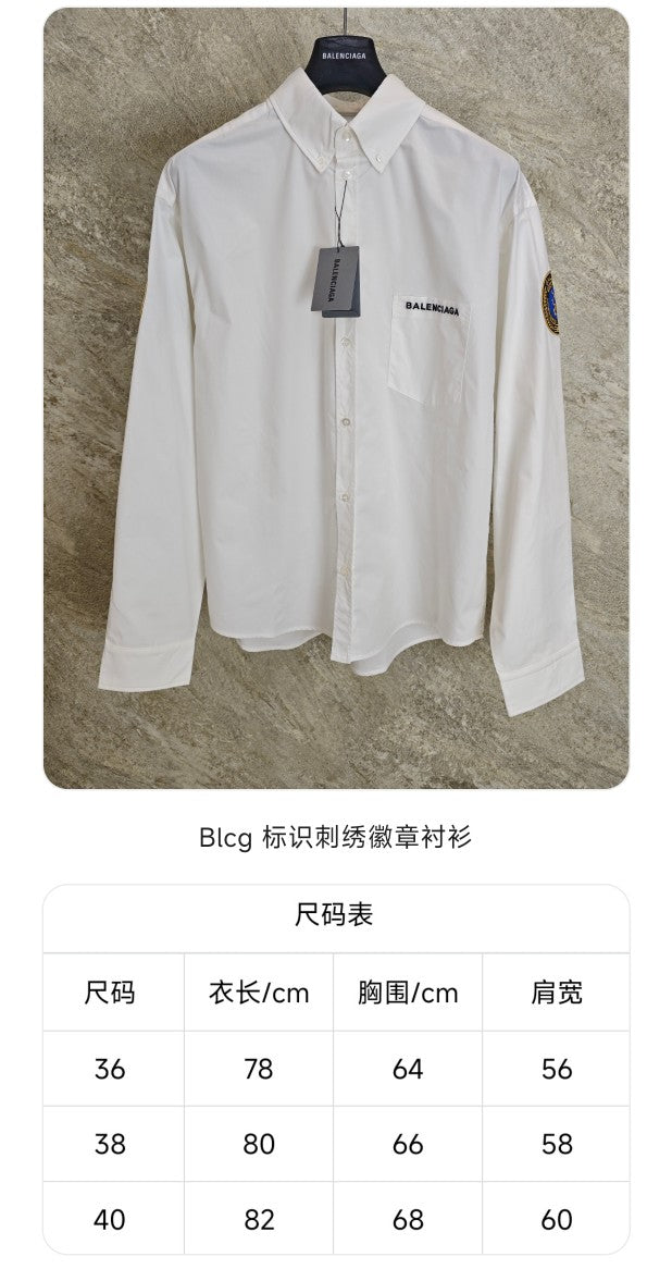 GTR / 발렌시아가 남성 로고 자수 배지 셔츠