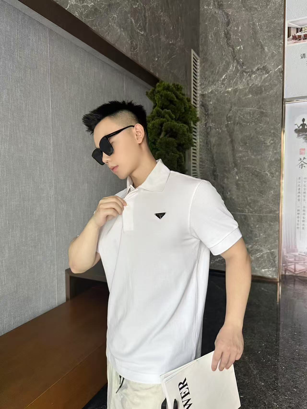 GTR / 프라다 남성 면 삼각 로고 폴로 셔츠