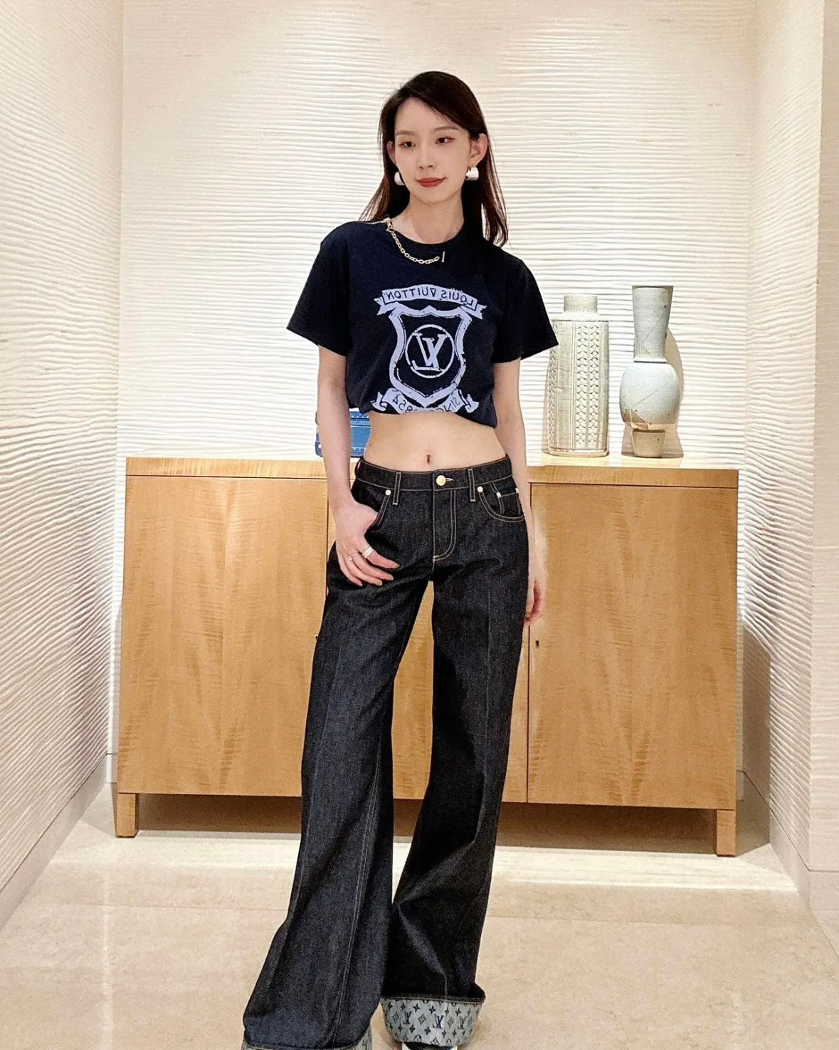 체인2호 / 루이비통 여성 데님 롱 팬츠