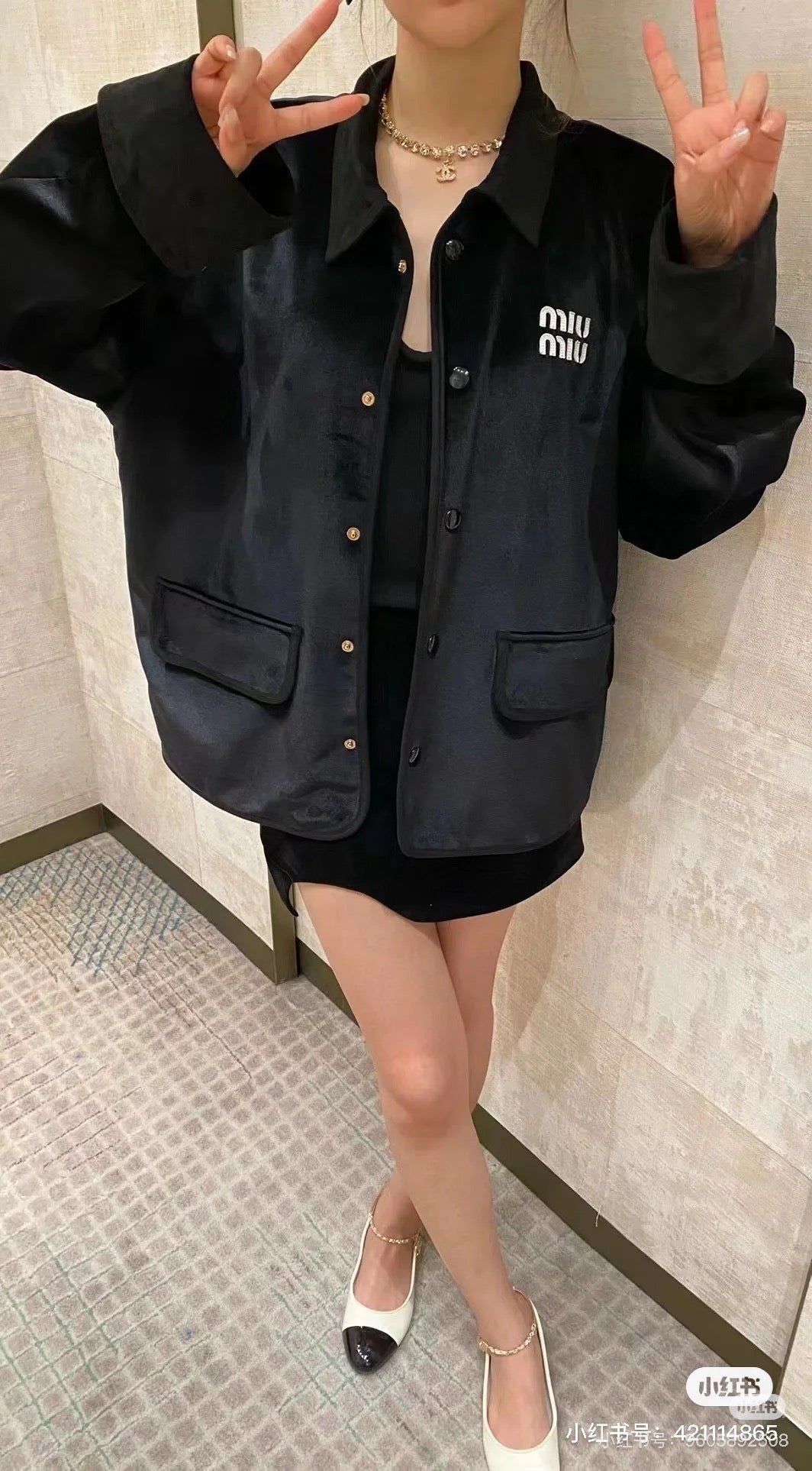 체인2호 / 미우미우 남성 벨벳 패치 자켓