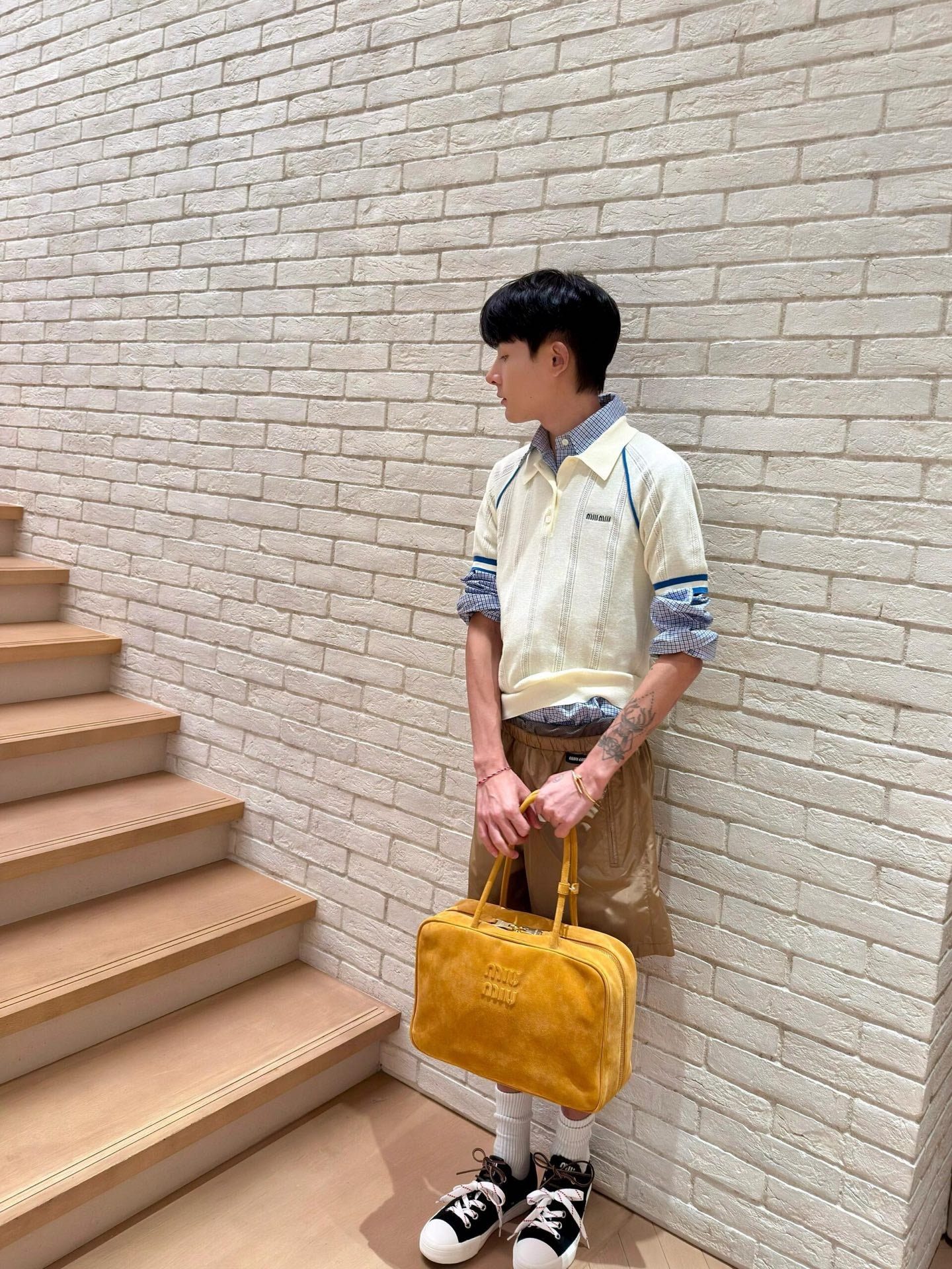 R공장 / 미우미우 남성 여성 니트 반팔 셔츠