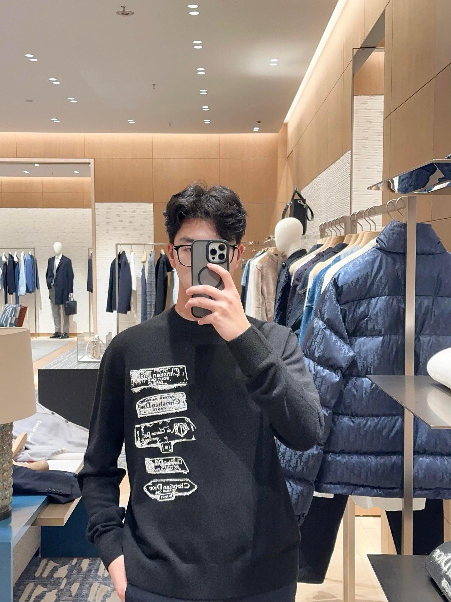 GTR / 디올 남성 여성 자수 로고 울 니트