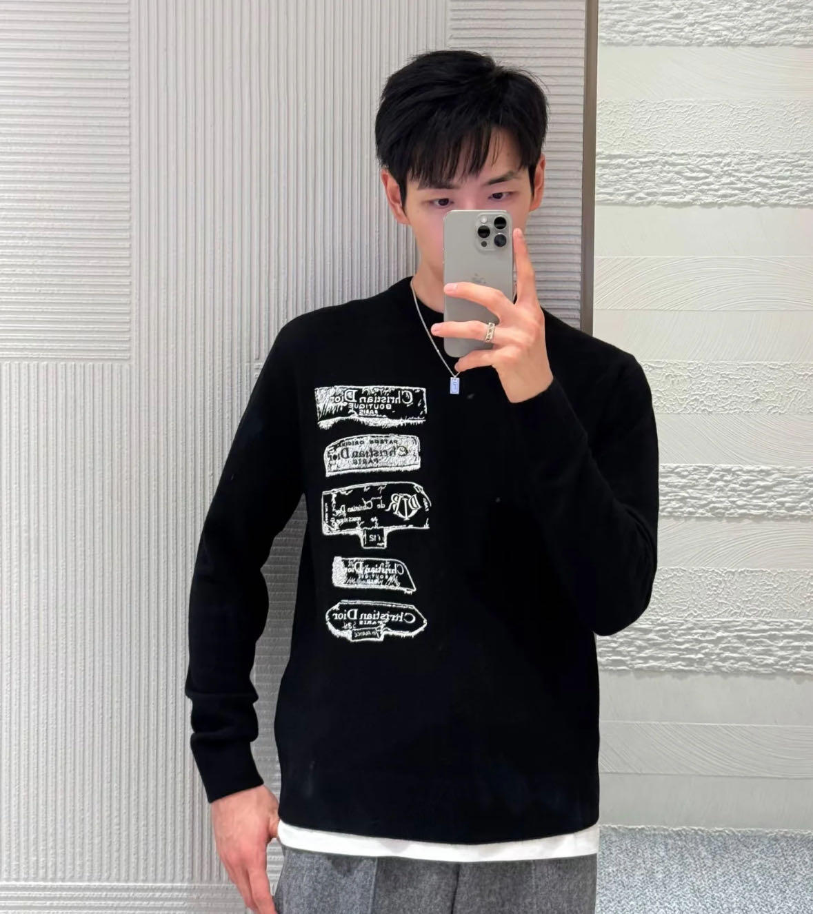 GTR / 디올 남성 여성 자수 로고 울 니트