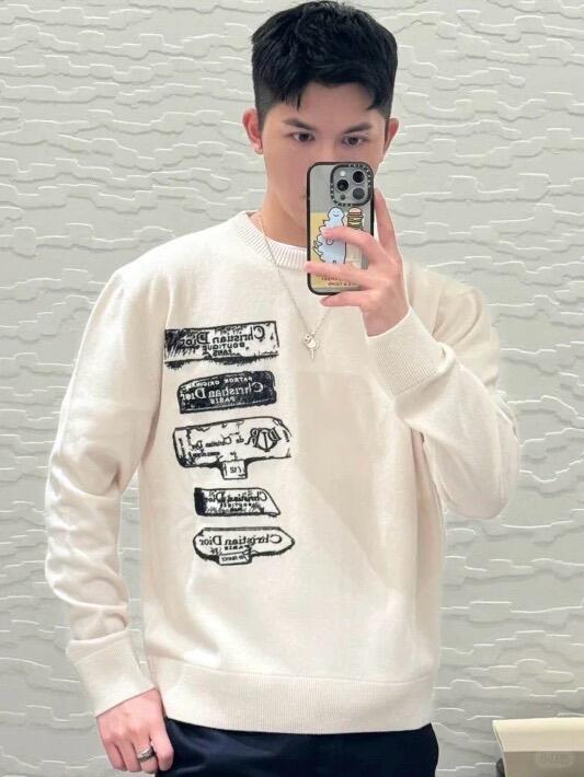 GTR / 디올 남성 여성 자수 로고 울 니트