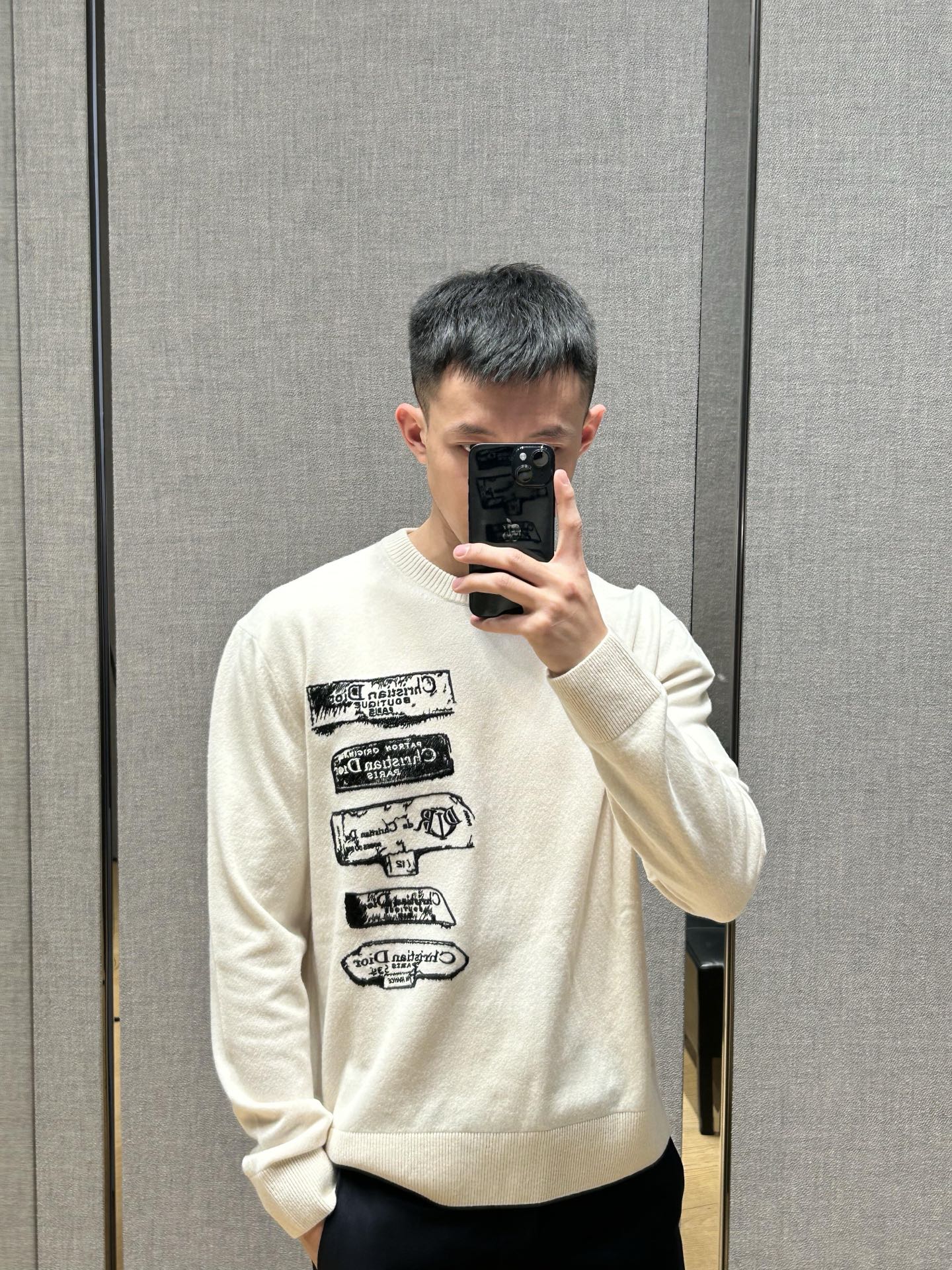 GTR / 디올 남성 여성 자수 로고 울 니트