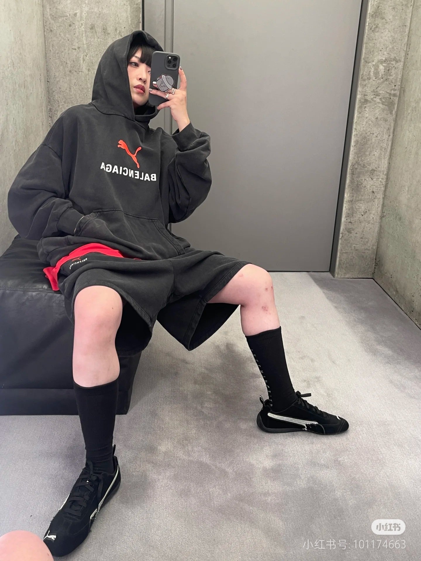 GTR / 발렌시아가 남성 워싱 후드티