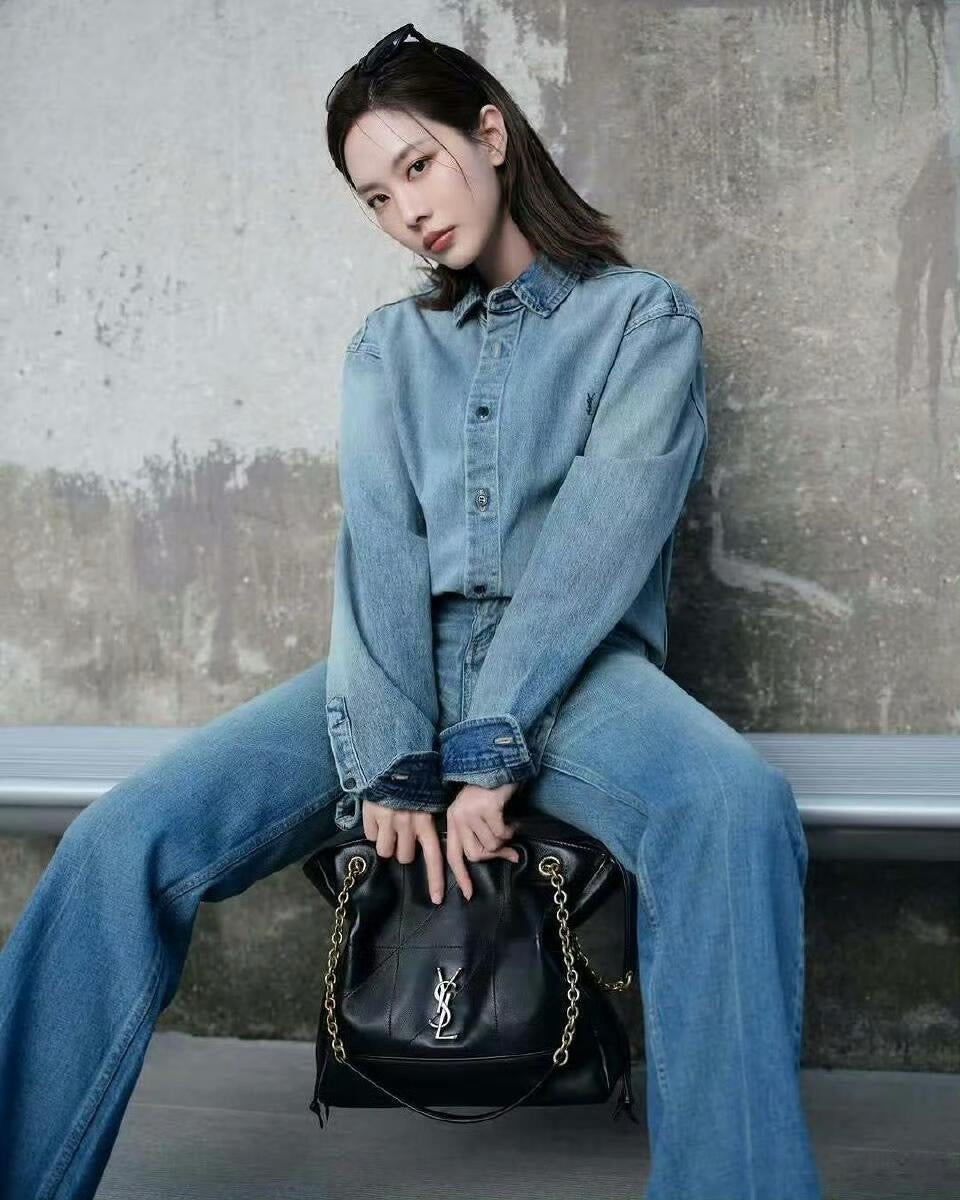 사슬 / 입생로랑 남성 여성 긴팔 데님 셔츠