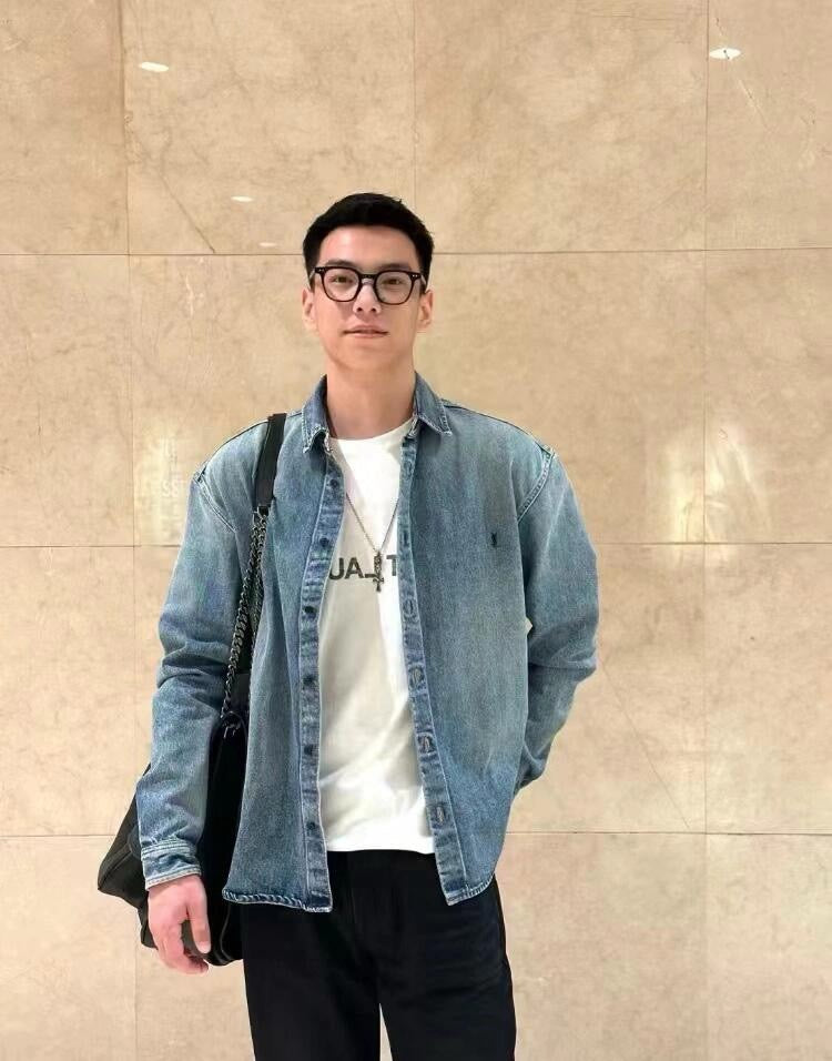 사슬 / 입생로랑 남성 여성 긴팔 데님 셔츠