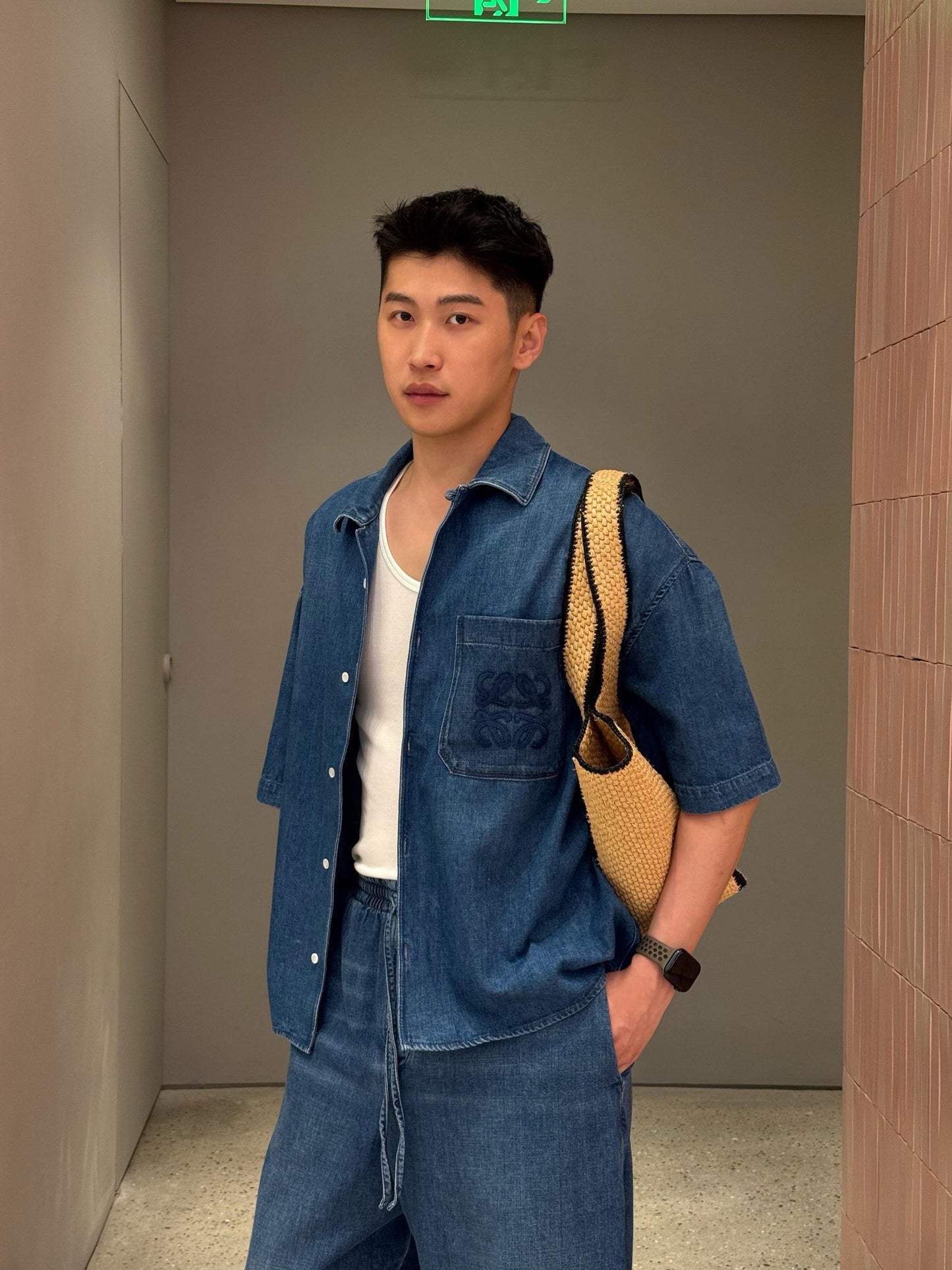 사슬 / 로에베 남성 데님 반팔 셔츠