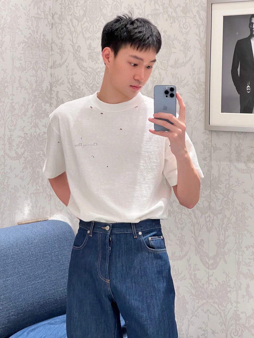 체인2호 / 디올 남성 여성 프린팅 반팔
