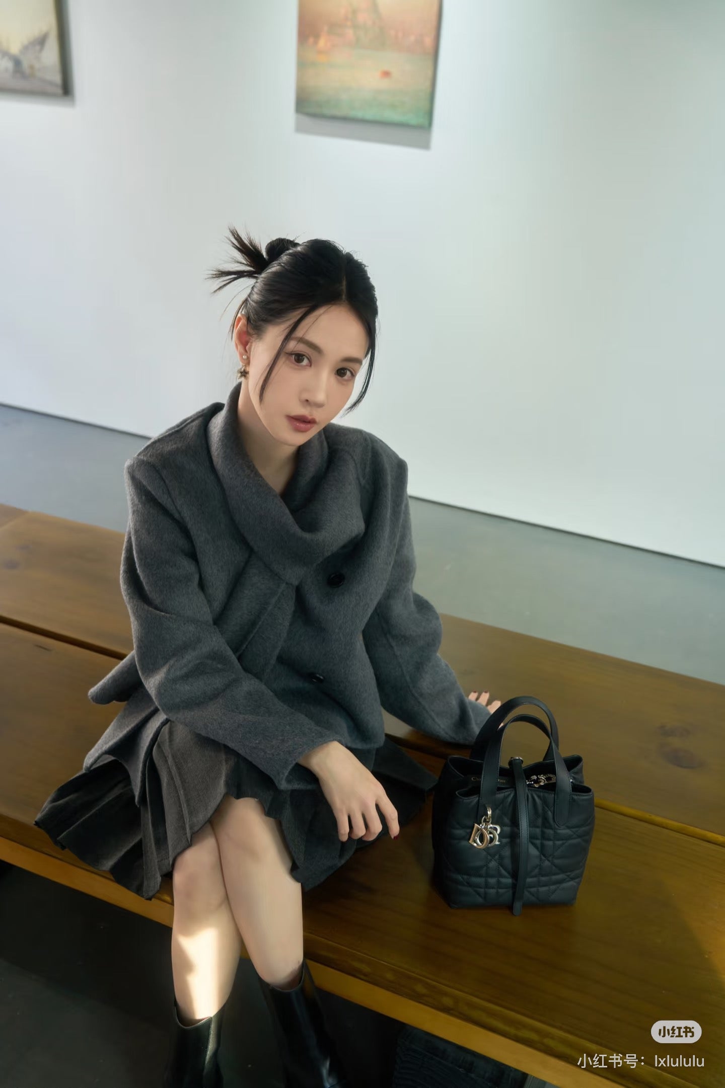 양 공장 / 디올 블랙 가죽 장바구니 가방