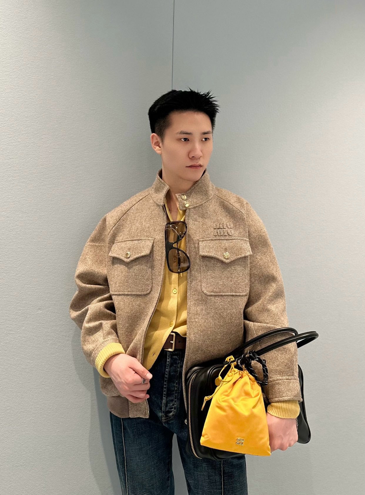 gw/미우미우 남여 양털 헤링본 재킷