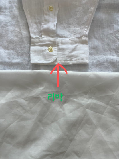 탑폴로 / 폴로 린넨 셔츠 , 클래식한 핏 화이트 린넨 셔츠