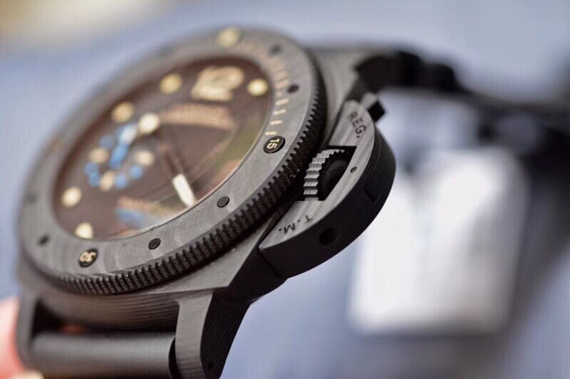 VS공장 V3 파네라이 PAM616 카보덱 블루 로고 블랙 러버스트랩