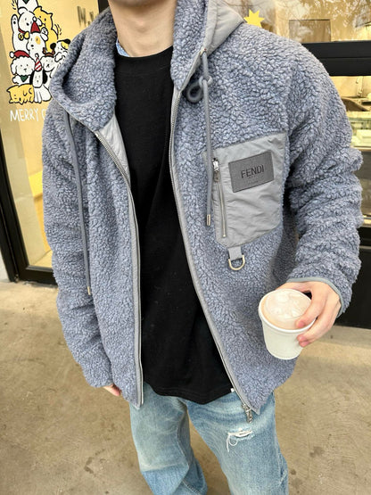 gw/펜디 남여 털 후드 코트