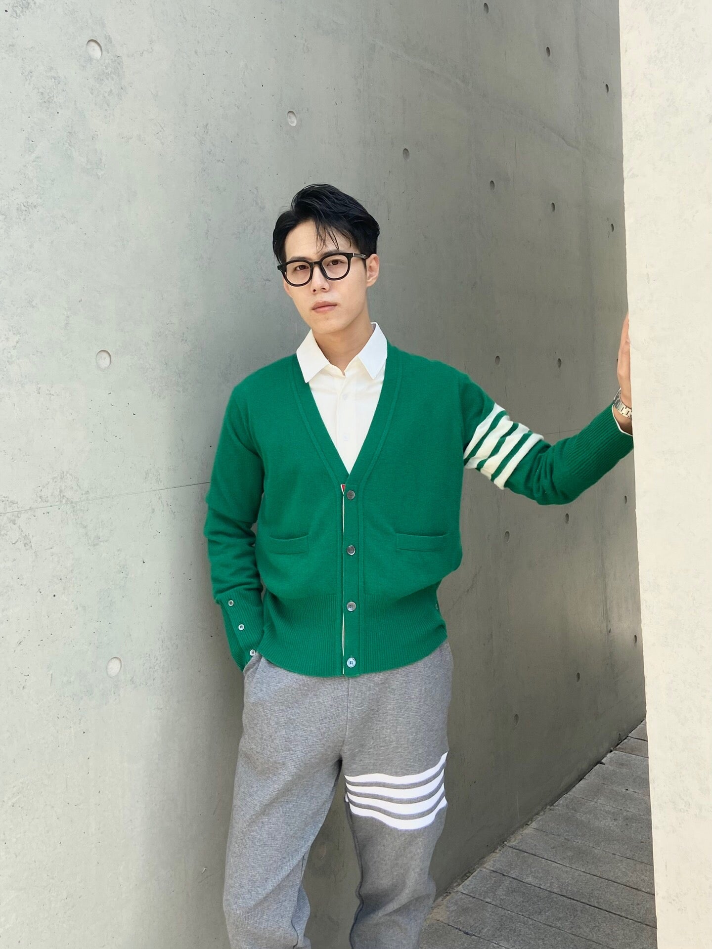 TJ / 톰브라운 포레스트 그린 캐시미어 가디건