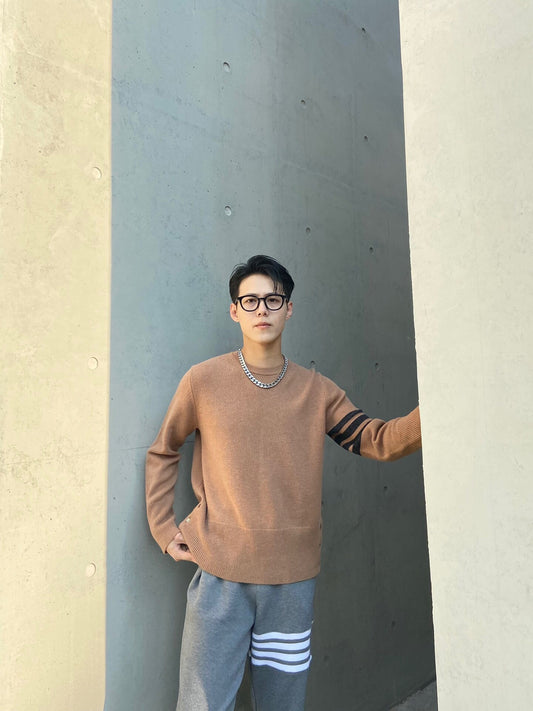 TJ / 톰브라운 라떼 브라운 울 풀오버 스웨터