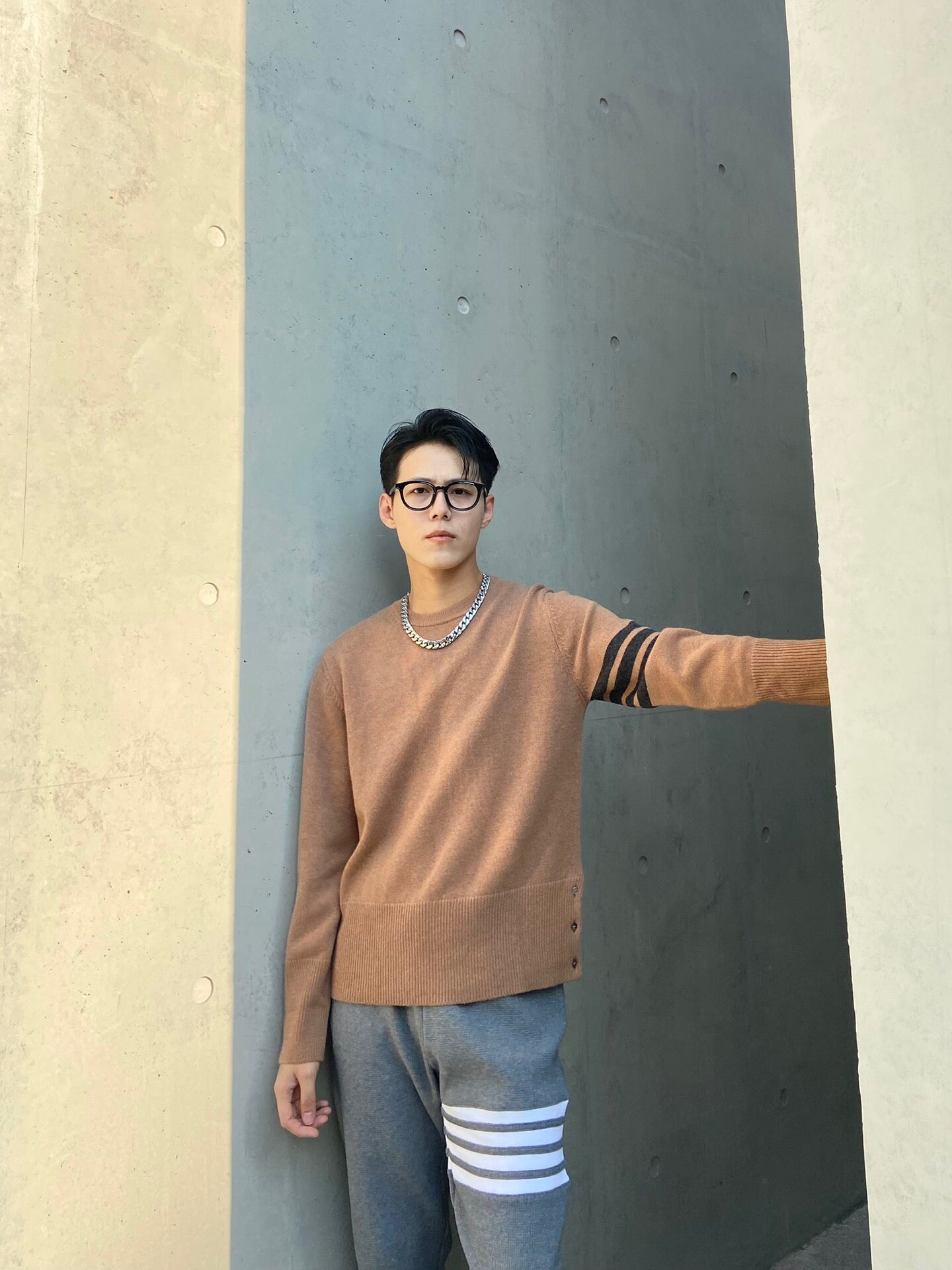 TJ / 톰브라운 라떼 브라운 울 풀오버 스웨터