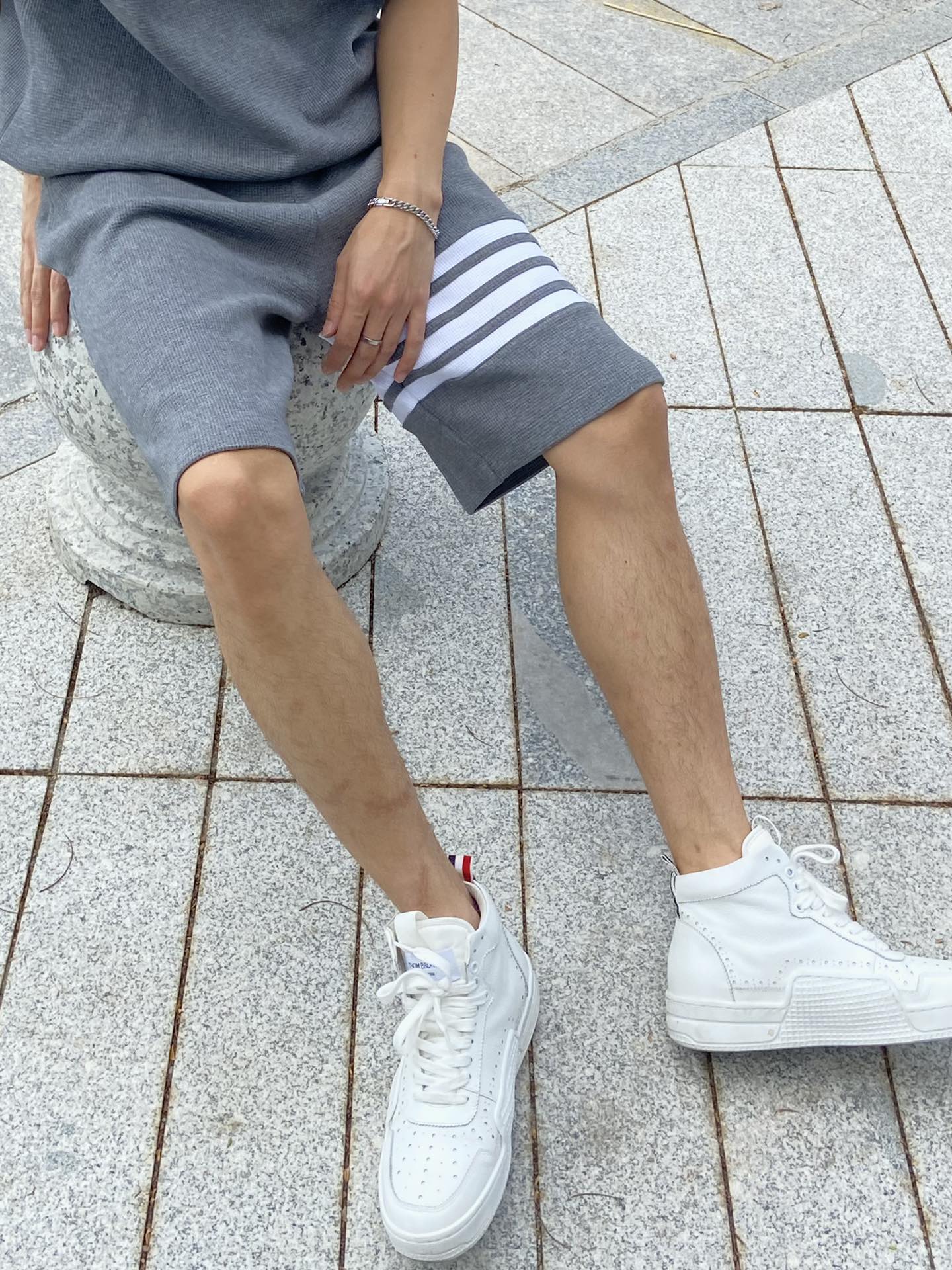 TJ / 톰브라운 와플 스트라이프 반팔 티셔츠