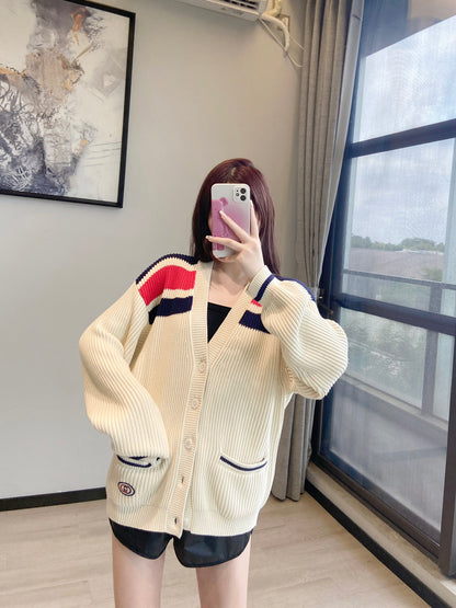 체인2호 / 구찌 Gucci 스트라이프 V넥 니트 가디건