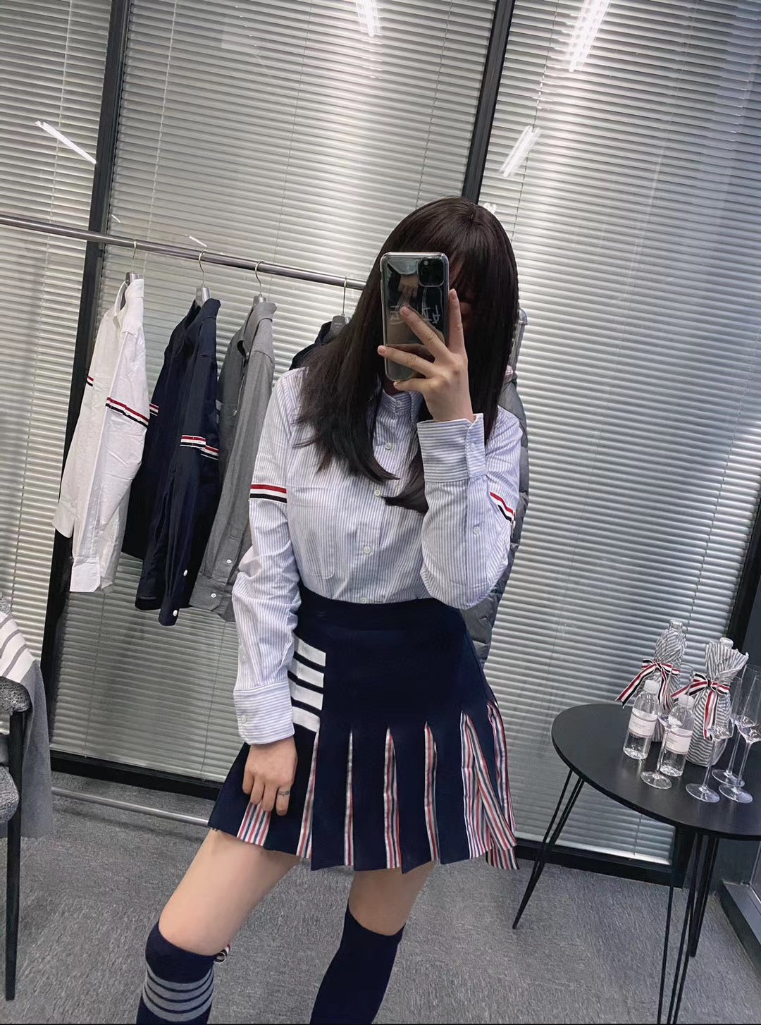 TJ / 톰브라운 스카이블루 스트라이프 셔츠