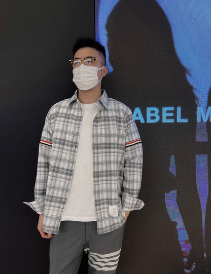 TJ / 톰브라운 봄 여름 체크 무늬 코튼 셔츠