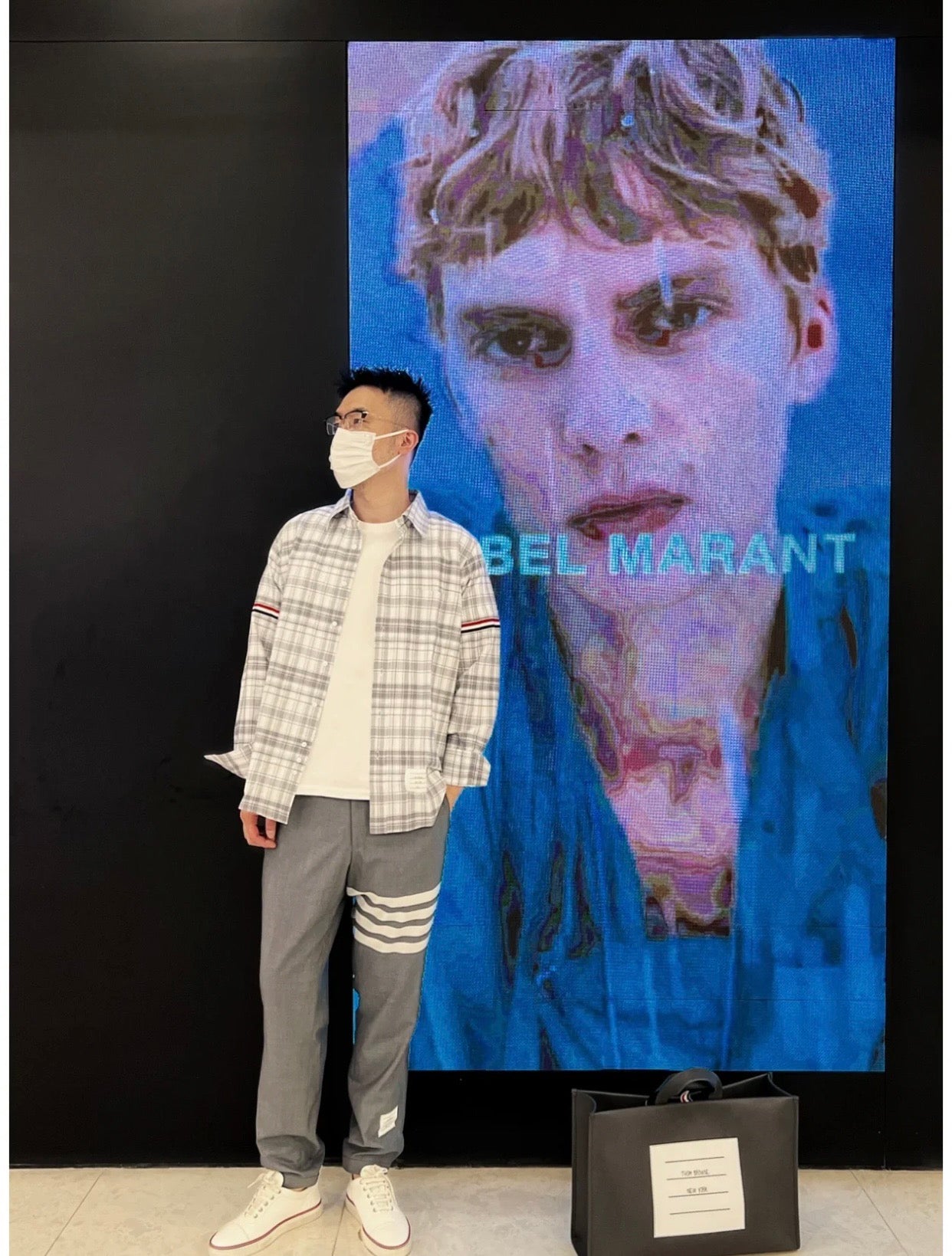 TJ / 톰브라운 봄 여름 체크 무늬 코튼 셔츠
