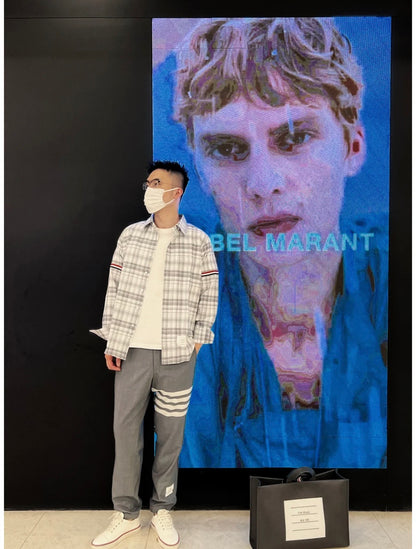 TJ / 톰브라운 봄 여름 체크 무늬 코튼 셔츠