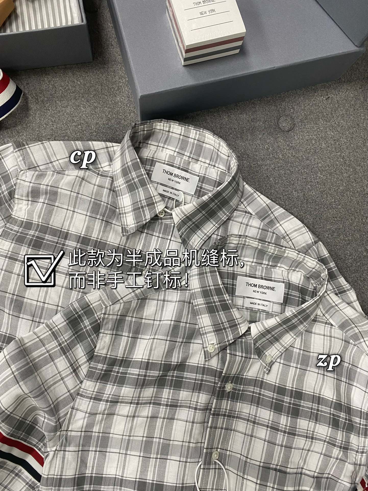 TJ / 톰브라운 봄 여름 체크 무늬 코튼 셔츠
