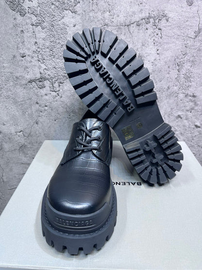 빙 / BALENCIAGA발렌시아가 STRIKE 두꺼운 밑창 더비 악어가죽 엄지발가락 슈즈 아웃솔