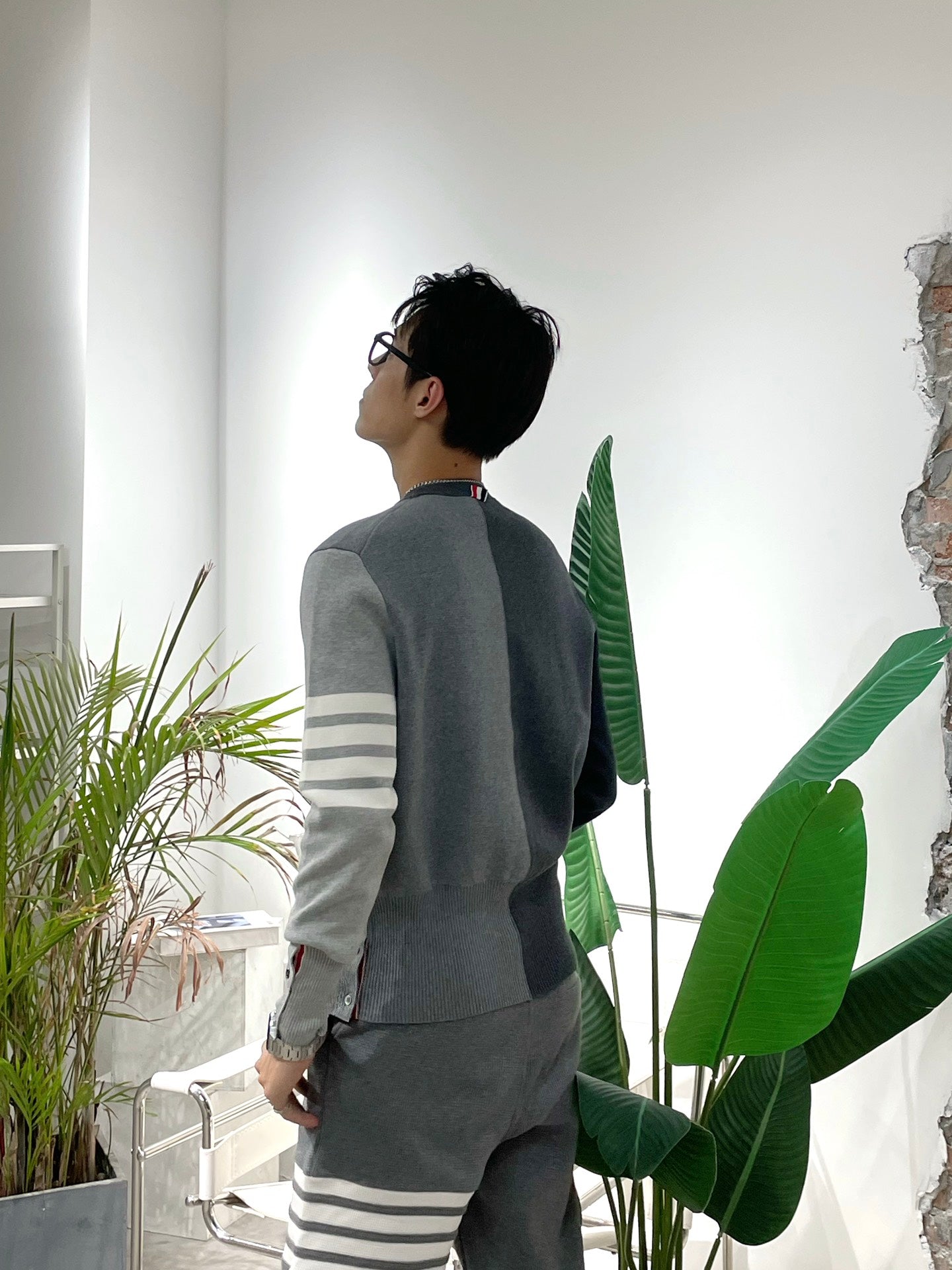 TJ / 톰브라운 니트 ,  컬러 블록 코튼 니트 크루넥 풀오버