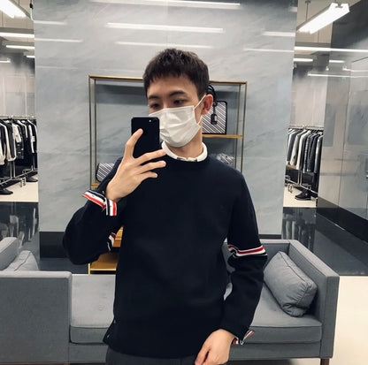 TJ /  톰브라운 스트라이프 코튼 라운드 넥 풀오버