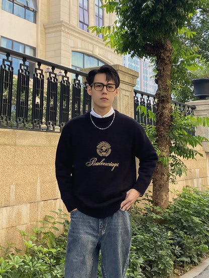 TJ셀러 / 𝗕𝗔𝗟𝗘𝗡𝗖𝗜𝗔𝗚𝗔 𝗢𝗦 골드 자수 긴팔 스웨터