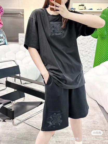 대리석 / 버버리 오프셋 자수 T, BBR23 봄 여름 신풍, 군마 로고 티셔츠