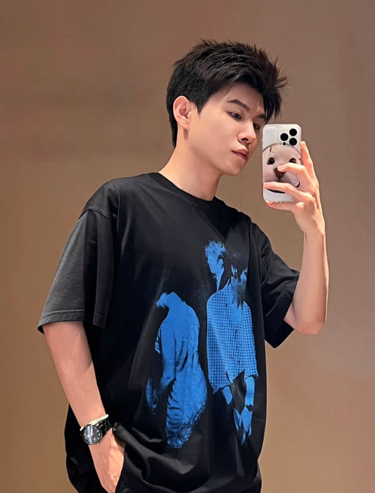 TJ / 버버리 𝗕𝗨𝗥𝗕𝗘𝗥𝗥𝗬 모드 프린트 코튼 티셔츠~