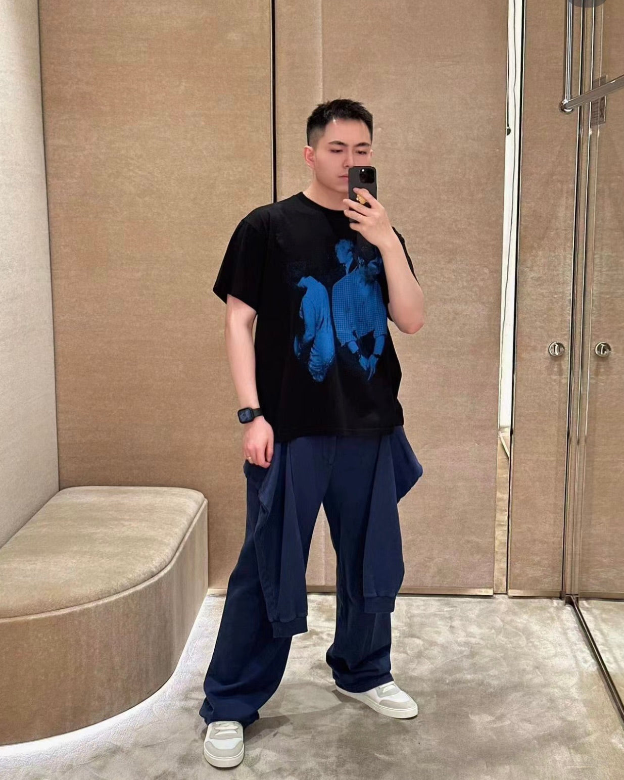 TJ / 버버리 𝗕𝗨𝗥𝗕𝗘𝗥𝗥𝗬 모드 프린트 코튼 티셔츠~