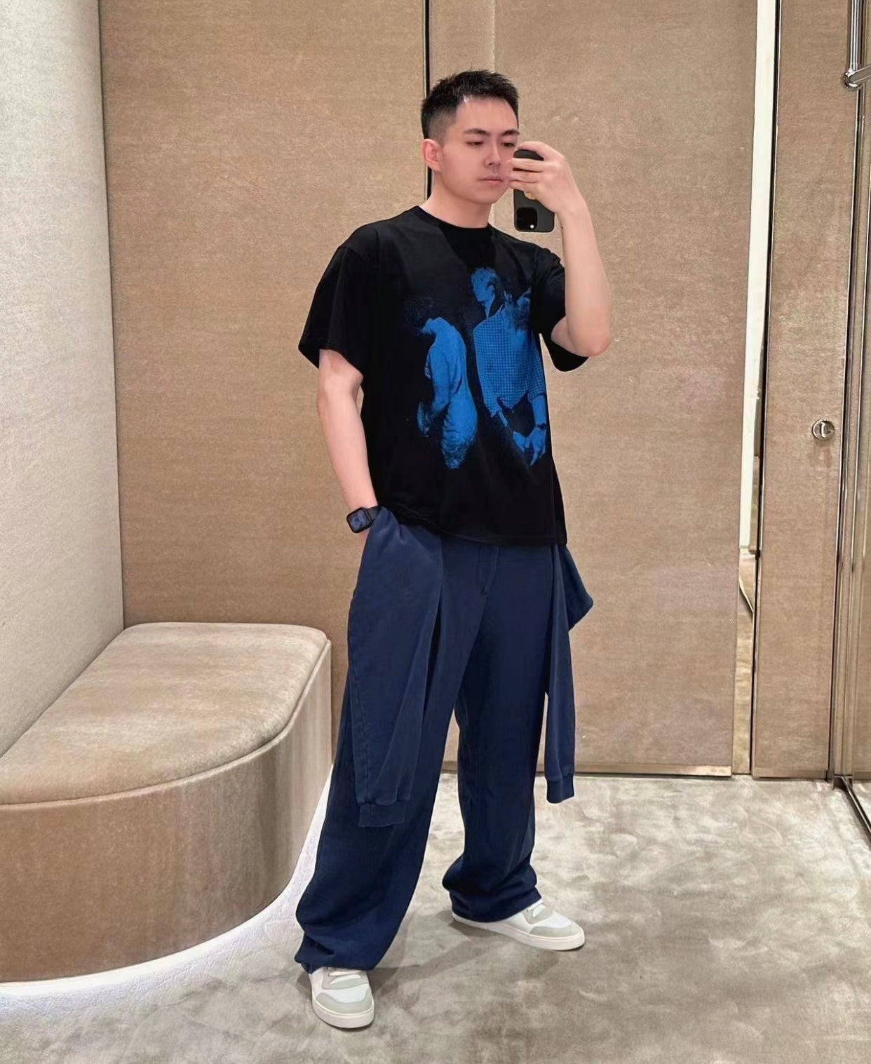 TJ / 버버리 𝗕𝗨𝗥𝗕𝗘𝗥𝗥𝗬 모드 프린트 코튼 티셔츠~